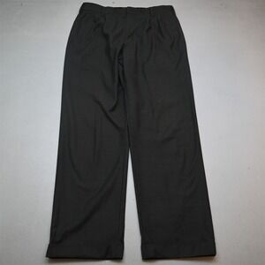 Vtg Y2K 2000s 34x34 Gray Birdseye Pleated Cuffed Baggy High Waist Dress Pants